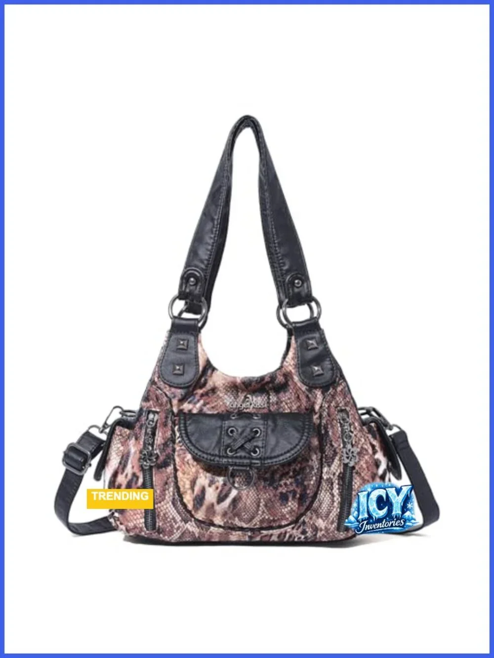 Vegan Leather Hobo Shoulder Bag Multi-Pocket Crossbody Tote Purse
